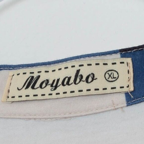 Moyabo Womens Mock Neck 1/2 Zip Pullover Top Size XL Roll Tab Sleeve Artsy - Picture 5 of 9